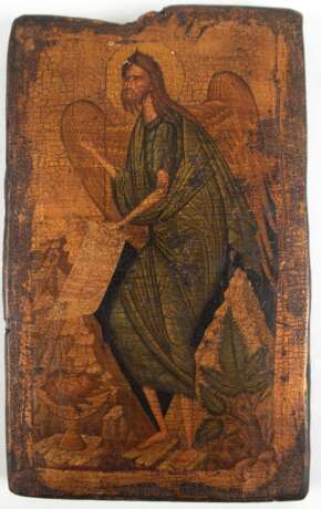 Ikone, Griechenland, 20. Jh., Darstellung eines Engels mit Schriftrolle, craquelierter Öldruck auf Holzplatte, 30x18 cm - Foto 1
