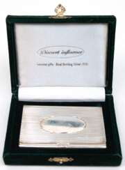 Visitenkarten-Etui, 925er Silber, Deckel mit Rillendekor, 0,5x9,3x5,8 cm, 60 g, im Originaletui