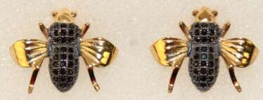 Paar Ohrstecker &quot;Bienen&quot;, 925er Silber, vergoldet, schwarze Zirkonia, ca. 1,9 x 1,5 cm