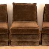 3 Designer-Sessel, um 1960/70, originaler brauner Cordbezug, lose aufgelegte Sitz- und Rückenpolster, Gebrauchspuren, 71x58x85 cm - photo 1