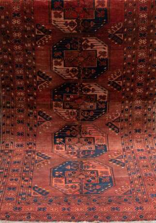 Antiker Afghan, rostbraun, geometrisch gemustert, belaufen, 210x116 cm - фото 1