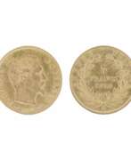 Золото. Золотая монета 5 франков. Франция, 1858 год.