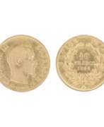 Золото. Золотая монета 10 франков. Франция, 1856 год.