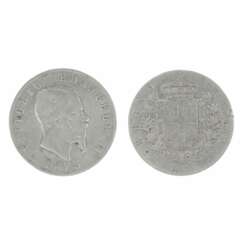 Pi&egrave;ce d&amp;39;argent de cinq lires. Italie 1873. 