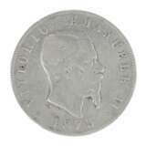 Серебряная монета пять лир. Италия 1873 года. Серебро 19th century г. - фото 2