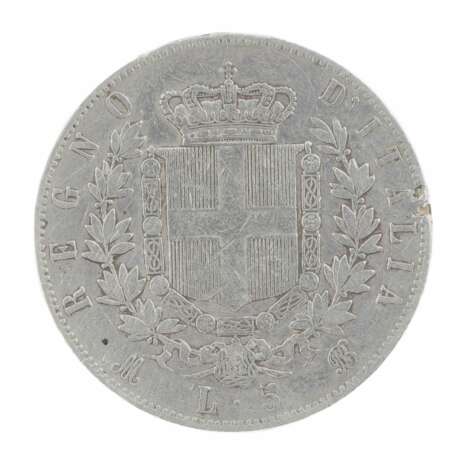 Pi&egrave;ce d&amp;39;argent de cinq lires. Italie 1873. Argent 19th century - photo 3