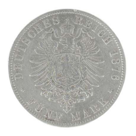 Серебряная монета 5 марок. Германия 1876 год. Серебро 19th century г. - фото 3