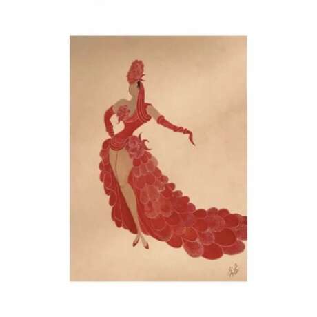 Dessin de la serie Costumes de sc&egrave;ne Erte Watercolor and gouache 20th century - Foto 2