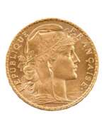 Золото. Французская золотая монета 20 франков 1909 г.