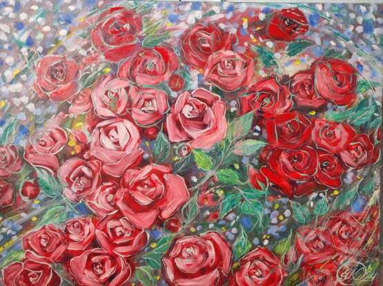 Много роз Масло Цветочный натюрморт Украина 2024 г. - фото 1