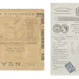 A GROUP OF TWO: A SILVER MEDAL DIPLOMA AMENDED TO MR. JULES GATINE OF MAISON VUITTON AT THE LYON INTERNATIONAL EXHIBITION & A LOUIS VUITTON LETTERHEAD INVOICE FOR TRUNK ELEMENTS SIGNED BY LOUIS VUITTON - Foto 1