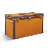 AN ORANGE VUITTONITE CANVAS STEAMER TRUNK WITH BRASS HARDWARE - photo 1