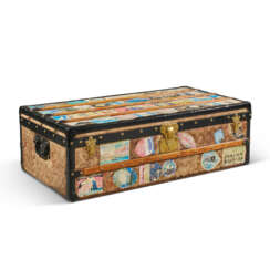 A MONOGRAM FABRIC CANVAS CABIN 100 TRUNK WITH BRASS HARDWARE