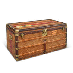 A MONOGRAM CANVAS LADY'S LOW 110 TRUNK WITH BRASS HARDWARE