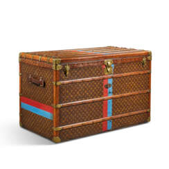 A MONOGRAM CANVAS LADY'S HIGH 110 TRUNK WITH BRASS HARDWARE