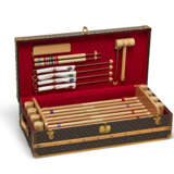 A SPECIAL ORDER MONOGRAM CANVAS CROQUET TRUNK WITH BRASS HARDWARE - photo 4