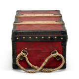 A RED VUITTONITE CANVAS TRUNK WITH BRASS HARDWARE - фото 4