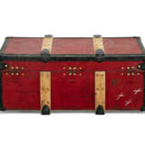 A RED VUITTONITE CANVAS TRUNK WITH BRASS HARDWARE - photo 6