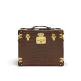 A SPECIAL ORDER SHINY BROWN ALLIGATOR CAVIAR SET BOX WITH GOLD HARDWARE - фото 3