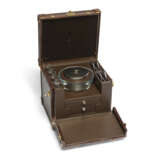 A SPECIAL ORDER SHINY BROWN ALLIGATOR CAVIAR SET BOX WITH GOLD HARDWARE - photo 4