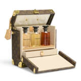 A SPECIAL ORDER MONOGRAM CANVAS PERFUME TRUNK WITH BRASS HARDWARE - фото 1