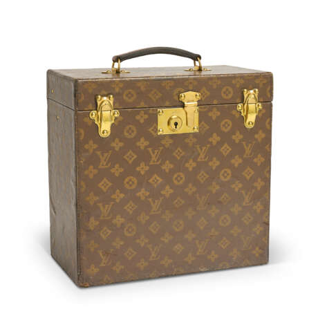 A MONOGRAM CANVAS LP RECORDS TRUNK WITH BRASS HARDWARE - photo 1