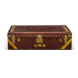 A RED VUITTONITE CANVAS STACKABLE CAR TRUNK WITH BRASS HARDWARE - photo 2