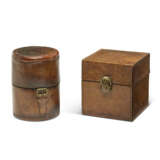 A GROUP OF TWO: A NATURAL COWHIDE LEATHER & PÉCARI LEATHER PERFUME BOTTLE HOLDERS WITH BRASS HARDWARE - photo 2