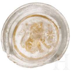 Zwischengoldglas vom Boden eines Gefäßes, römisch, 3. Jhdt. n. Chr.
