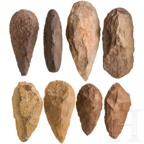 Acht Faustkeile, Sahara, Altsteinzeit, Acheuléen, ca. 500000 - 100000 v. Chr. - Foto 1