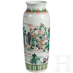 Große Famille-verte-Vase mit figürlicher Szene, China, 19./20. Jhdt.