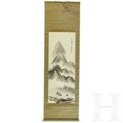 Kyoson Yano (1890 - 1965) - Rollbild mit Samurai in einer Berglandschaft, Japan, 1930/40