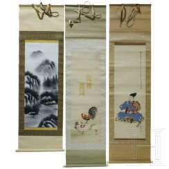 Drei Kakemono-Rollbilder, Japan, Taisho-Periode