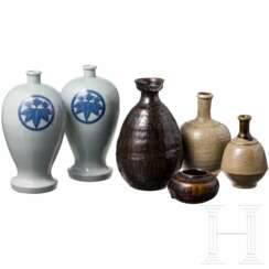 Sechs Keramikgefäße, Japan, Meiji-Periode