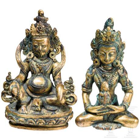 Zwei kleine vergoldete Bodhisattvas, Nepal, 19. Jhdt. - Foto 1