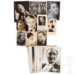 39 Fotokarten mit Autographen von deutschen Schauspielern, dabei Hans Albers, Anny Ondra, Marika Rökk, Heli Finkenzeller, Lilan Harvey usw.