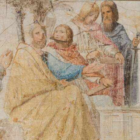 Moritz von Schwind, Entwurfsskizze mit thronendem Christus, Österreich, 19. Jhdt. - Foto 3