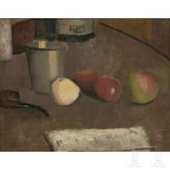 Charles Adolphe Bischoff - Stillleben mit Äpfeln und Pfeife, Frankreich, 1920er/30er Jahre