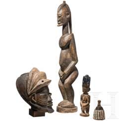 Gelede-Maske, Ibori und zwei Figuren, Nigeria/Mali, 20. Jhdt.