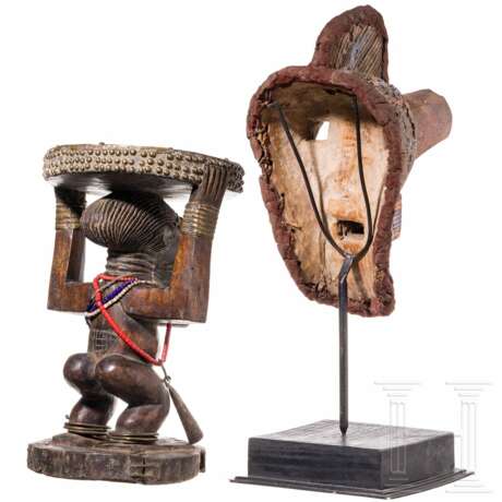 Karyatidenhocker und Kifwebe-Maske der Songye, Kongo - photo 3