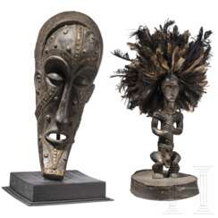 Reliquiarsdeckel mit Aufsatz sowie Maske, Fang Ngumba/Senufo, Gabon/Kamerun/Mali