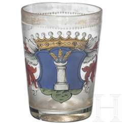 Emailliertes Glas mit Wappen der Grafen von Pocci, Petersdorf, Fritz Heckert, um 1880