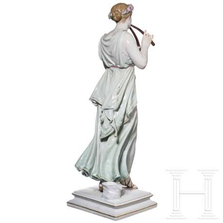 Große Porzellanfigur einer Flötenspielerin (Euterpe), Meissen, 1860 - 1923 - Foto 3