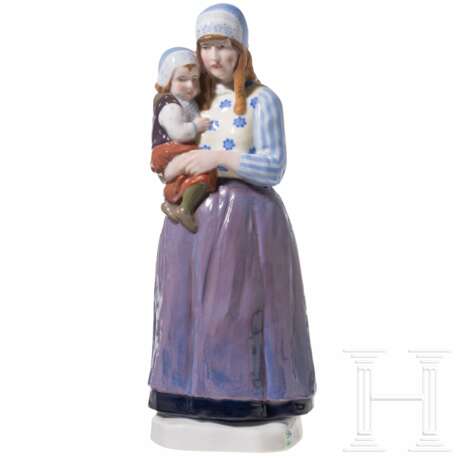Seltene Jugendstil-Porzellanfigur einer Mutter mit Kind, Rudolf Marcuse (1878 - 1940), Königliche Porzellanmanufaktur Berlin - Foto 1