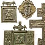 Bronze-Ikone, Applike, zwei Triptychen und Kruzifix, Russland, 18./19. Jhdt. - Foto 3