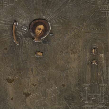 Zwei Ikonen mit Oklad - Heiliger Nikolaus von Myra und Heiliger Georg, Russland, 20. Jhdt. - фото 4