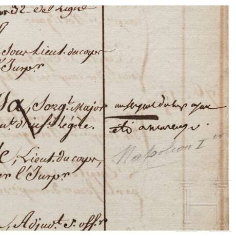 Namensliste mit Autograph von Napoleon I., 1804 - 1814 - Foto 3