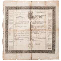 Offizieller Passierschein des Königreichs Westfalen, datiert 15.11.1811