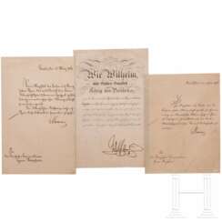 Kaiser Wilhelm II. - signiertes Besitzzeugnis zum Erinnerungszeichen zur Silbernen Hochzeit 1906 an Andreas Höpfner, Kammerdiener der Kaiserin
