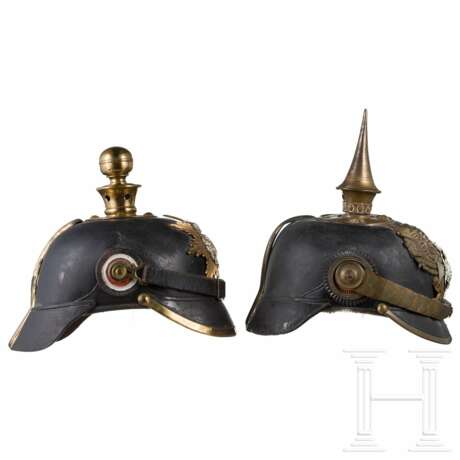 Zwei Helme der sächsischen Artillerie/Infanterie, um 1900 - Foto 2